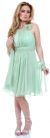 Empire Cut Shirred Knee Length Bridesmaid Party Dress in sage alternative view.